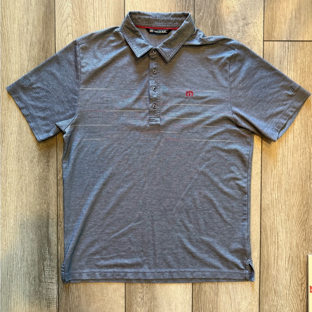 Travis Mathew Men’s Large Denim Blue Polo Shirt Casual Comfort